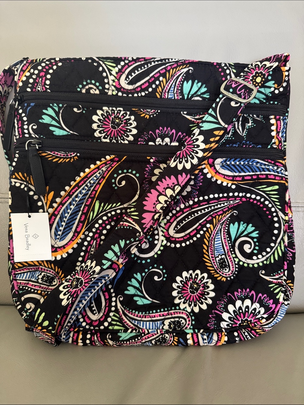 Vera Bradley Black Quilted Paisley Crossbody Bag (NWT)